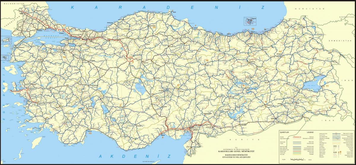 Mapa de auto-estrada da Turquia