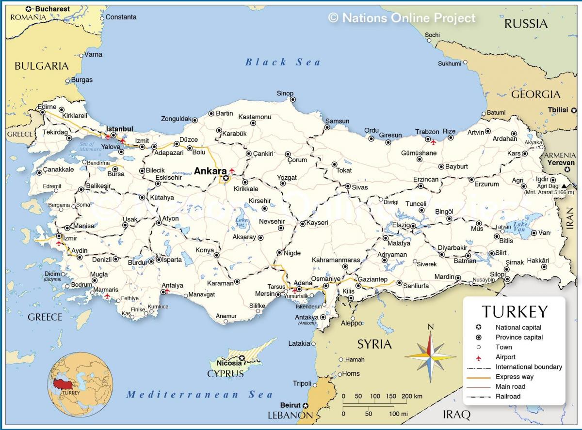 Mapa do país Turquia