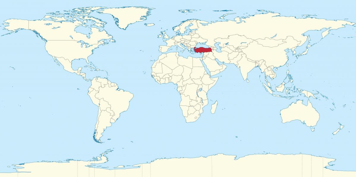 Localização da Turquia no mapa do mundo