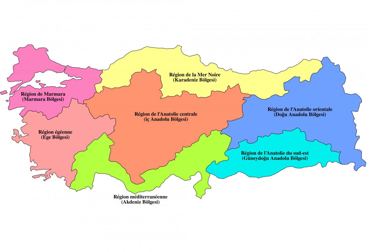 Mapa das zonas da Turquia