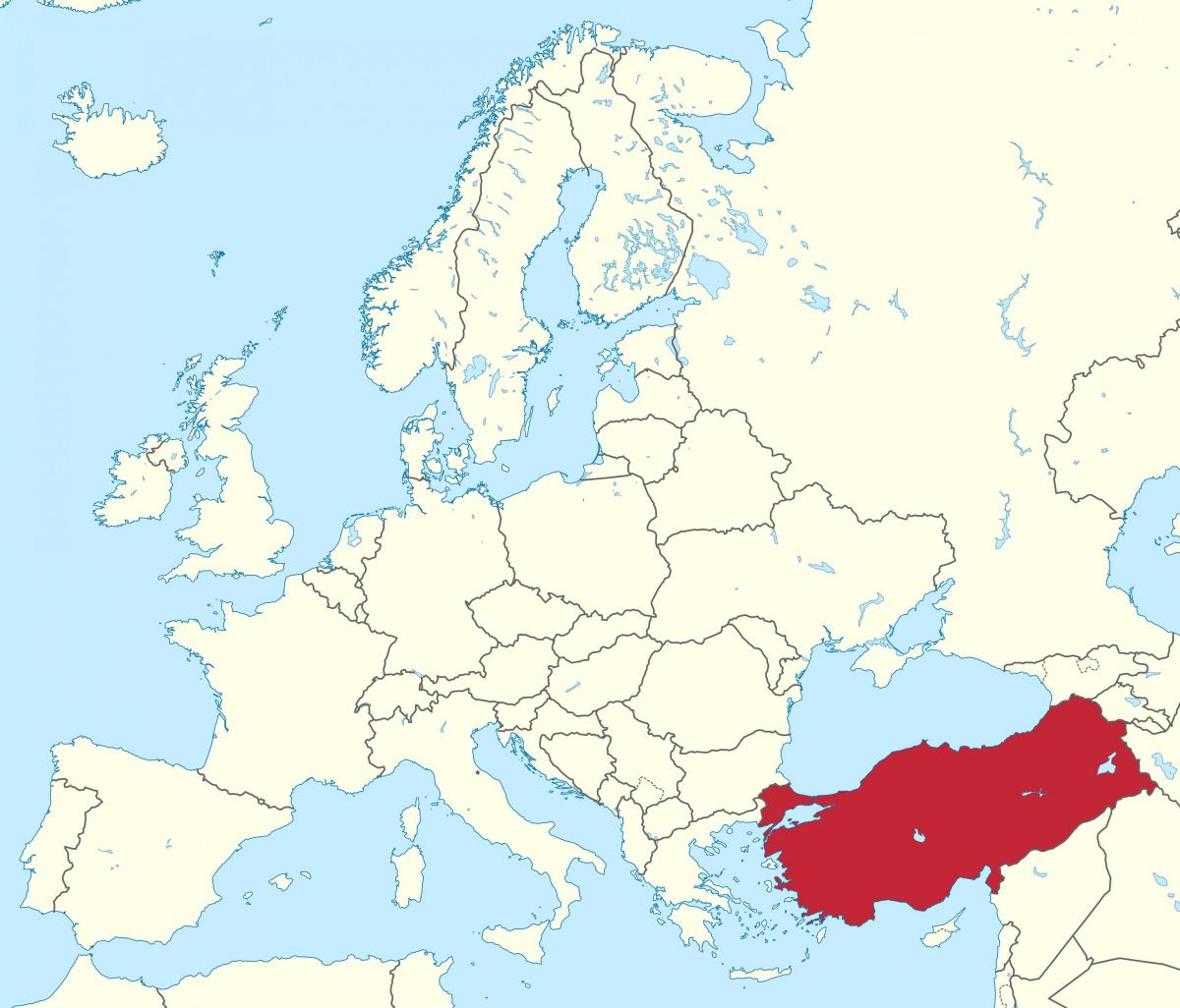 Localização da Turquia no mapa da Ásia